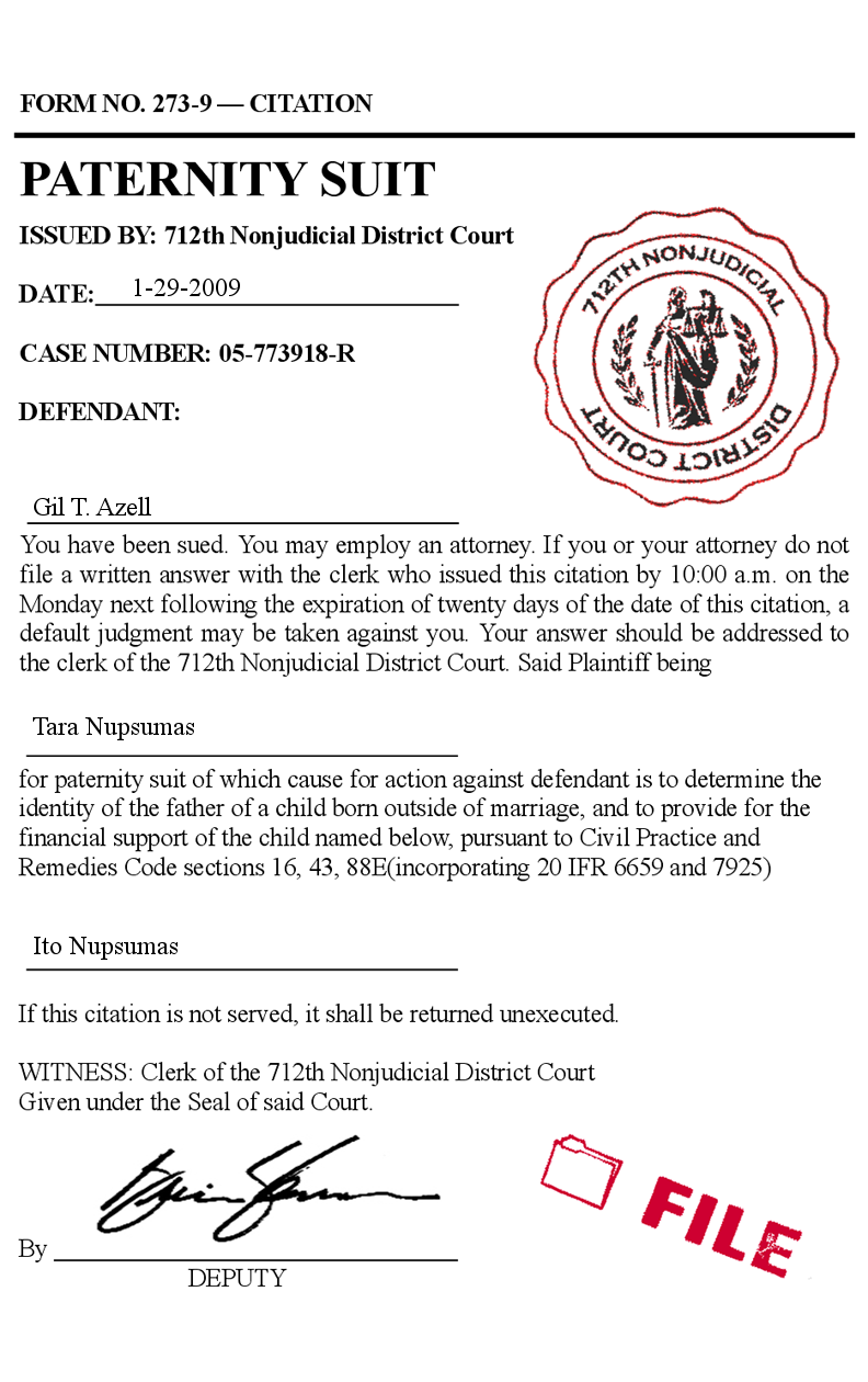 Fake Paternity Suit Tort Filing Form Forgery Child Support Legal Lawyer Prank Suit For Alimony Palimony Fake Paternity Suit Tort Filing Form Forgery Child Support Legal Lawyer Prank Suit For Alimony Palimony